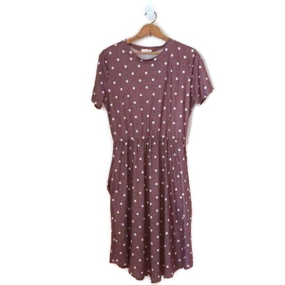 Lalala Dresses & Skirts - La la la Women's Size M Short Sleeve Polka Dot One Piece Popover Dress w/Pockets